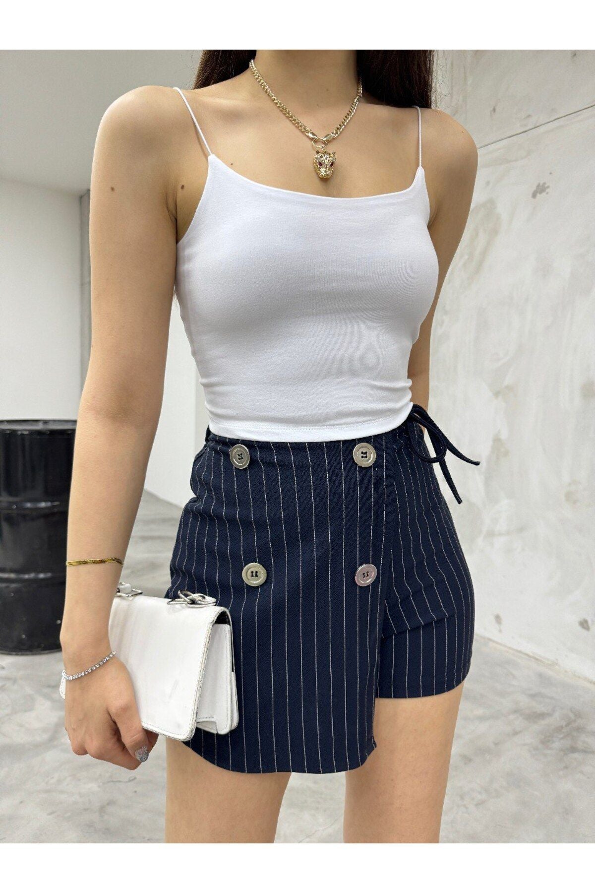 Kadın Lastik Ip Askılı Sandy Kumaş Crop Bluz Büstiyer beyaz - MALLTURK