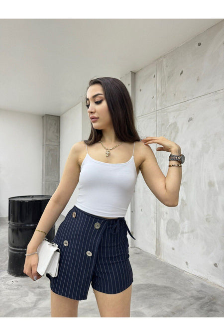 Kadın Lastik Ip Askılı Sandy Kumaş Crop Bluz Büstiyer beyaz - MALLTURK