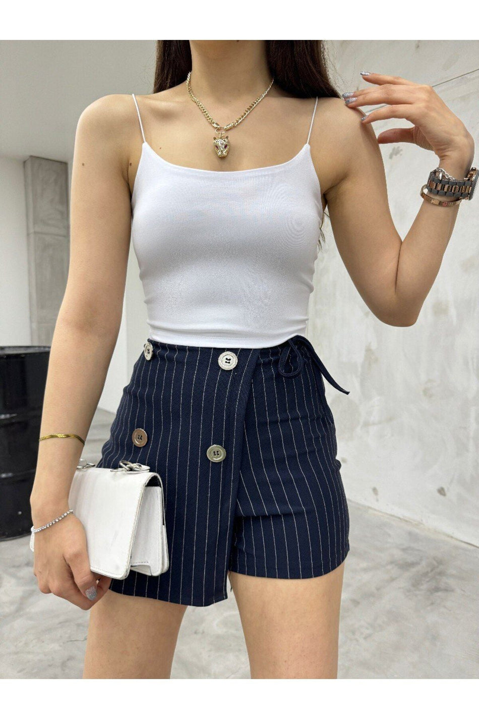 Kadın Lastik Ip Askılı Sandy Kumaş Crop Bluz Büstiyer beyaz - MALLTURK