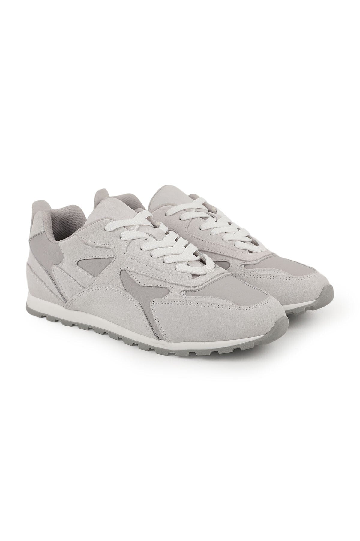 Kadın Sneaker Bağcıklı Süet Detaylı Retro Günlük Spor Ayakkabı Termo Taban L083.84144 - MALLTURK