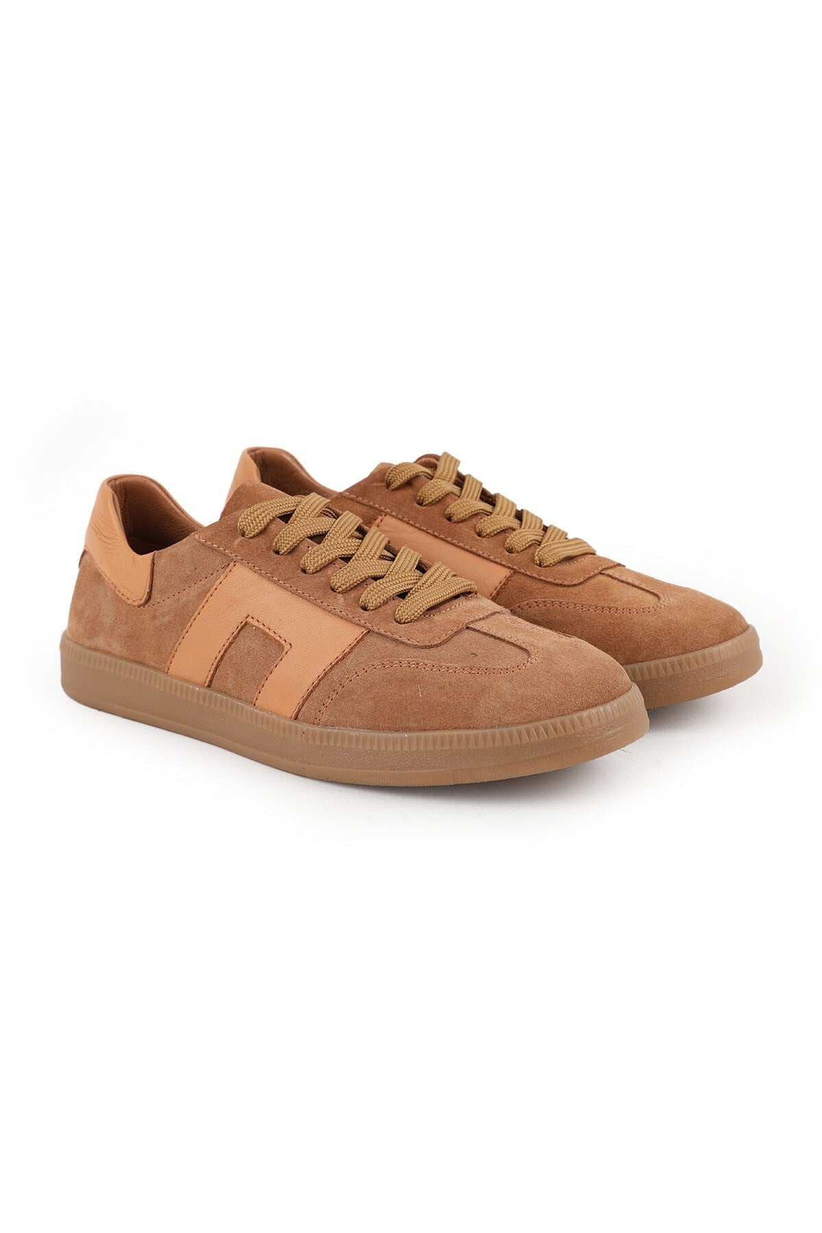 Kadın Sneaker Günlük Rahat Ayakkabı Taba Süet Hakiki Deri Düz Hafif Termo Taban L04.803 - MALLTURK
