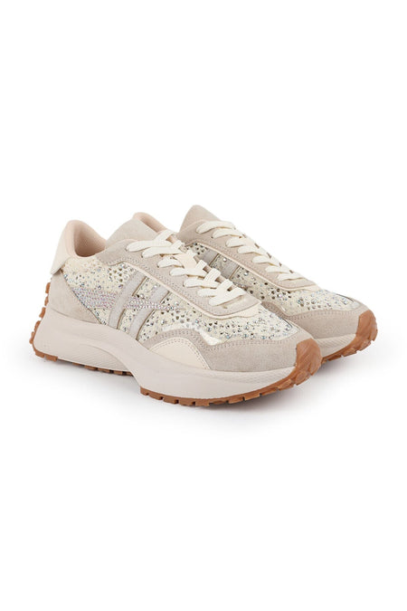 Kadın Sneaker Günlük Taşlı Kalın Taban Yastıklamalı Bağcıklı Yürüyüş Ayakkabısı L083.83161 - MALLTURK