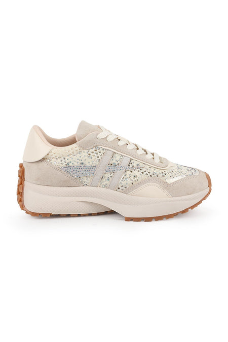 Kadın Sneaker Günlük Taşlı Kalın Taban Yastıklamalı Bağcıklı Yürüyüş Ayakkabısı L083.83161 - MALLTURK