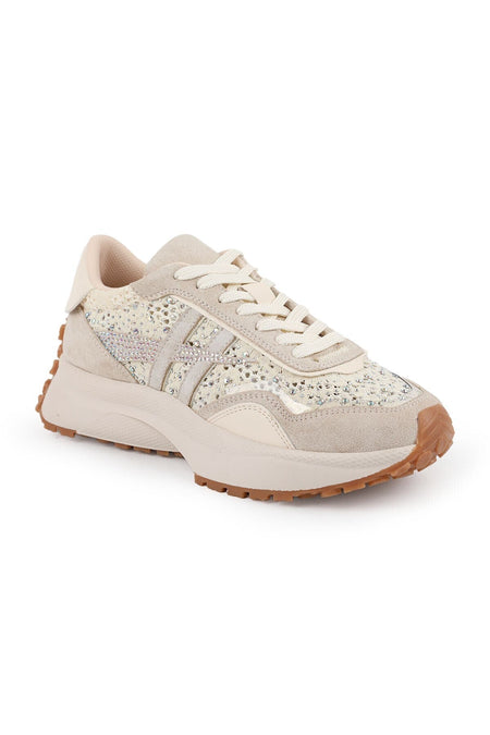Kadın Sneaker Günlük Taşlı Kalın Taban Yastıklamalı Bağcıklı Yürüyüş Ayakkabısı L083.83161 - MALLTURK