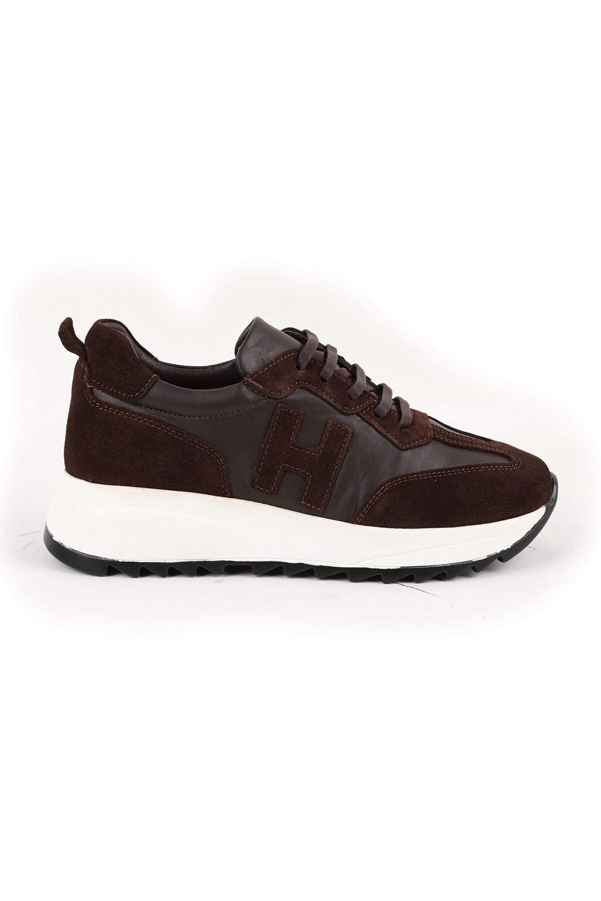Kadın Sneaker H Logo Detaylı Süet Antik Görünümlü Kalın Tırtıklı Taban Günlük Spor Ayakkabı L086.923 - MALLTURK