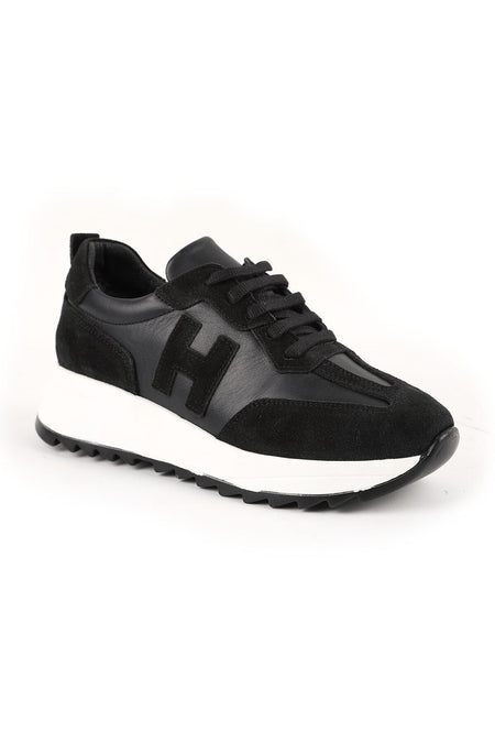 Kadın Sneaker H Logo Detaylı Süet Antik Görünümlü Kalın Tırtıklı Taban Günlük Spor Ayakkabı L086.923 - MALLTURK