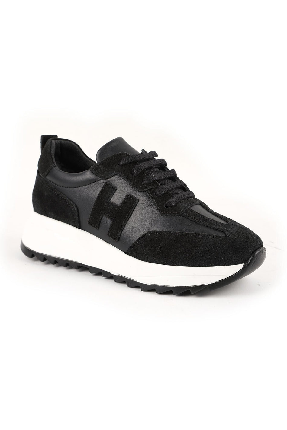 Kadın Sneaker H Logo Detaylı Süet Antik Görünümlü Kalın Tırtıklı Taban Günlük Spor Ayakkabı L086.923 - MALLTURK