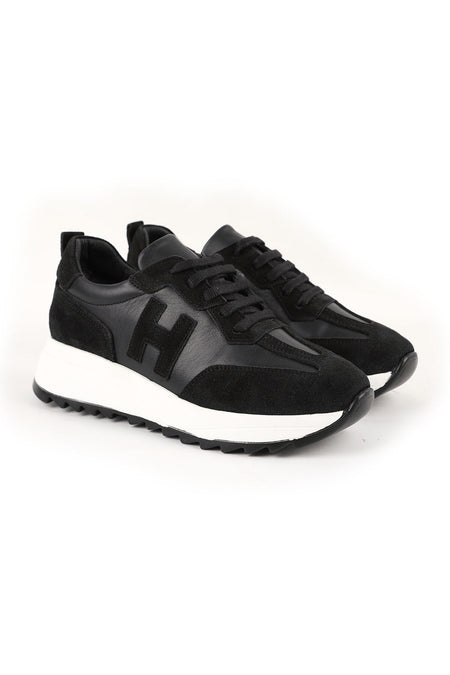 Kadın Sneaker H Logo Detaylı Süet Antik Görünümlü Kalın Tırtıklı Taban Günlük Spor Ayakkabı L086.923 - MALLTURK