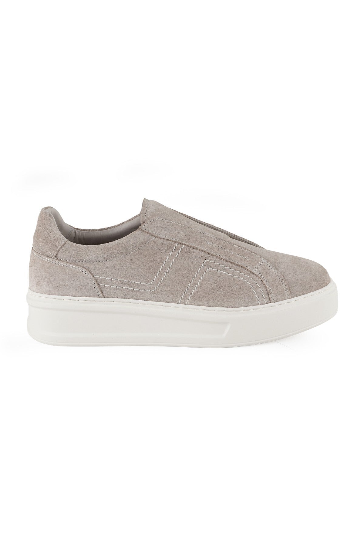 Kadın Süet Dikiş Detay Kalın Hafif EVA Taban Bağcıksız Slip-On Rahat Günlük Sneaker Ayakkabı LZ5889 - MALLTURK