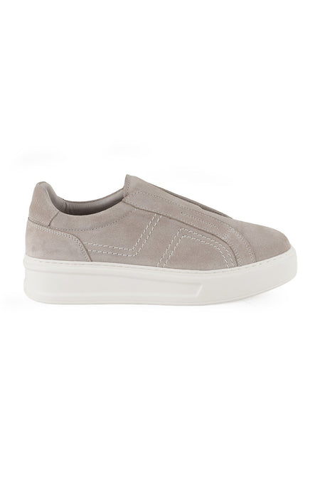 Kadın Süet Dikiş Detay Kalın Hafif EVA Taban Bağcıksız Slip-On Rahat Günlük Sneaker Ayakkabı LZ5889 - MALLTURK