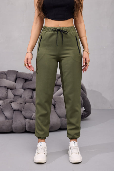 Kadın Yüksek Bel Likralı Rahat Kumaş Jogger Beli Lastikli Pantolon Çok Renkli - MALLTURK