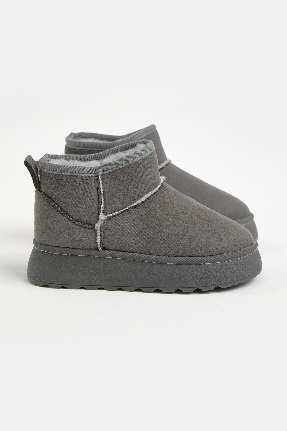 Kalın Poli Taban İçi Kürklü Süet Görünümlü Çocuk Unisex Gri Günlük Bot TBSZ015 - MALLTURK