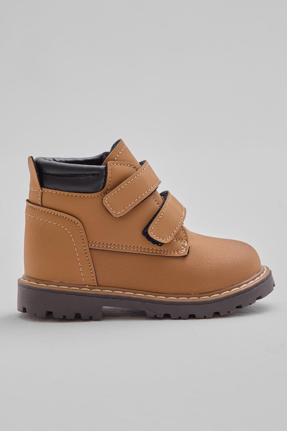 Kalın Termo Taban Sıcak Astarlı Çift Cırtlı Çocuk Unisex Camel Bot TBRZN010 - MALLTURK