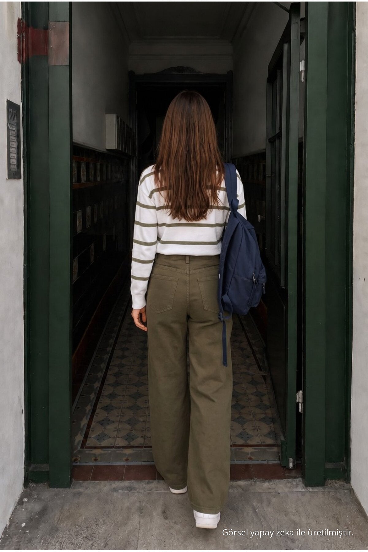 Khaki High Waist Wide Leg Lycra Palazzo School Pants - MALLTURK