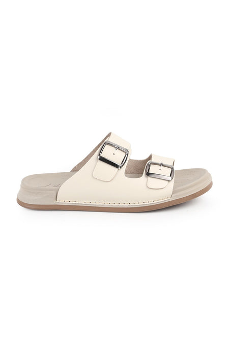 L014.251 Genuine Antique Leather Adjustable Buckle Anatomical Ultra Light Eva Sole Men's Slippers - MALLTURK