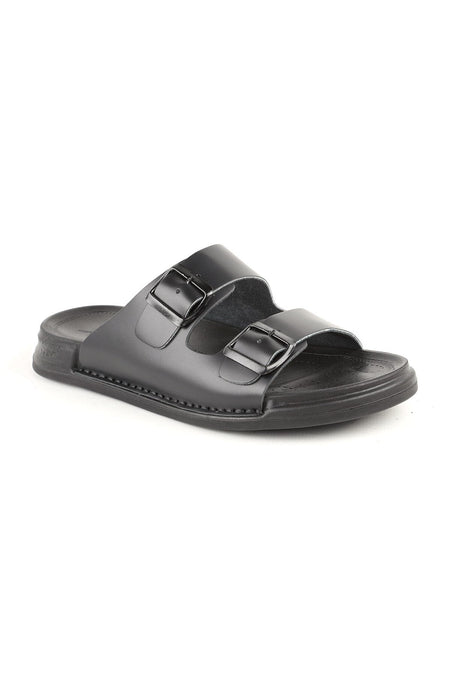 L014.251 Genuine Antique Leather Adjustable Buckle Anatomical Ultra Light Eva Sole Men's Slippers - MALLTURK