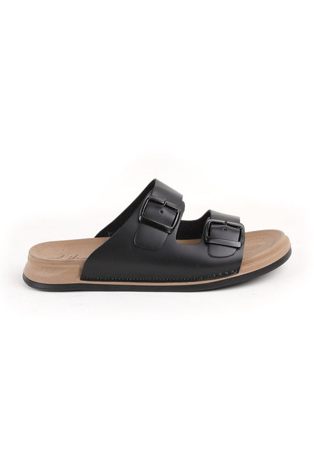 L014.251 Genuine Antique Leather Adjustable Buckle Anatomical Ultra Light Eva Sole Men's Slippers - MALLTURK
