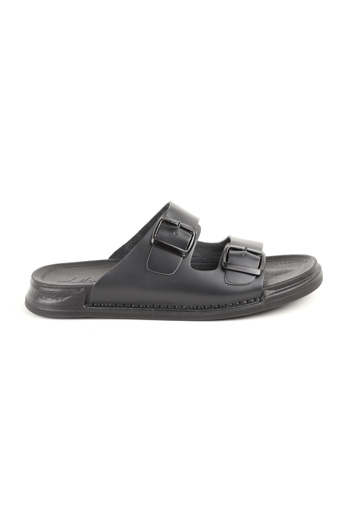 L014.251 Genuine Antique Leather Adjustable Buckle Anatomical Ultra Light Eva Sole Men's Slippers - MALLTURK