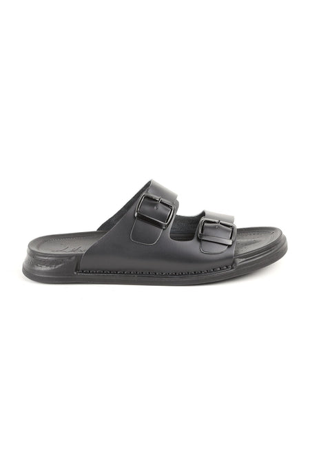 L014.251 Genuine Antique Leather Adjustable Buckle Anatomical Ultra Light Eva Sole Men's Slippers - MALLTURK