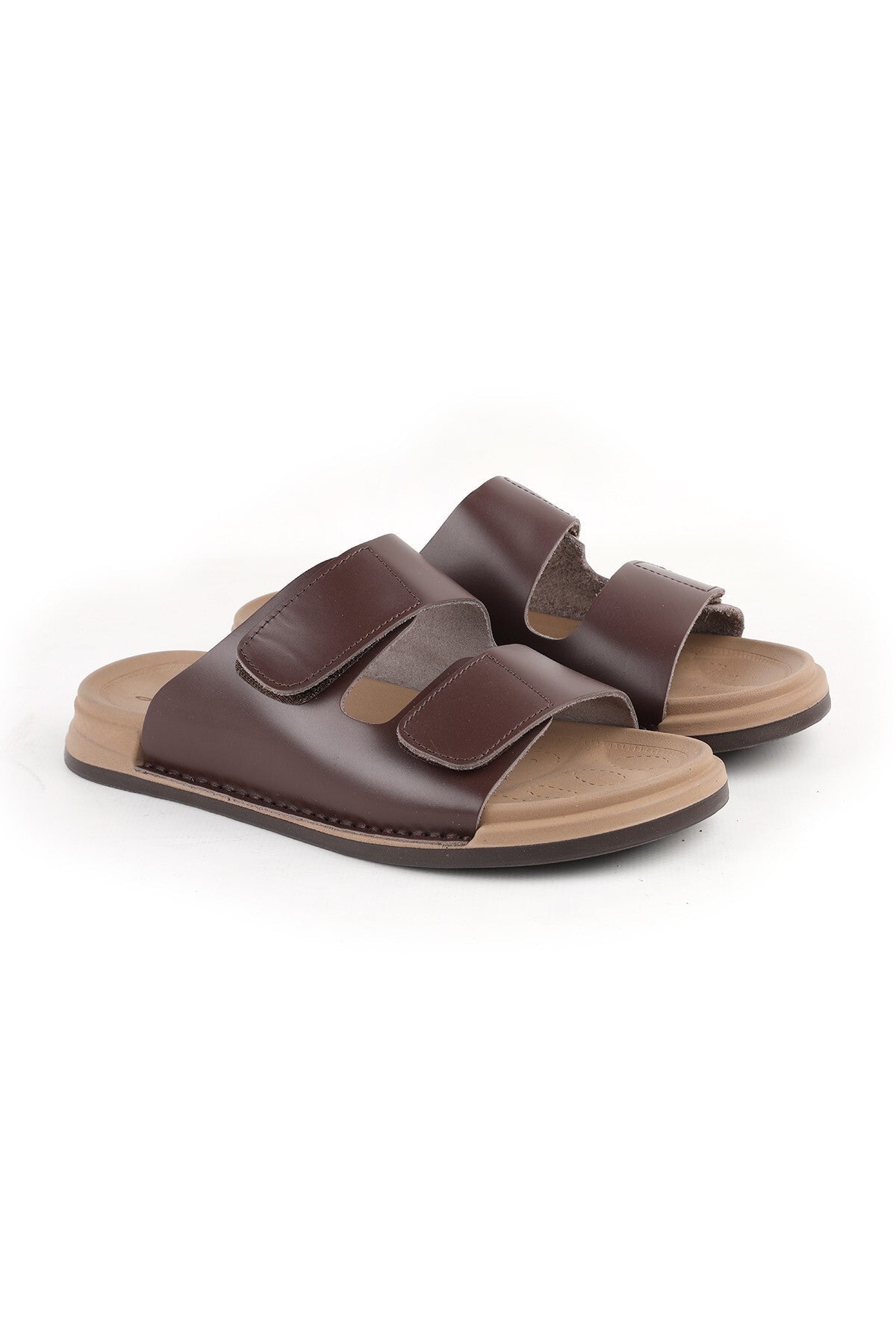 L014.255 Genuine Antique Leather Velcro Adjustable Anatomical Ultra Light Eva Tan - MALLTURK
