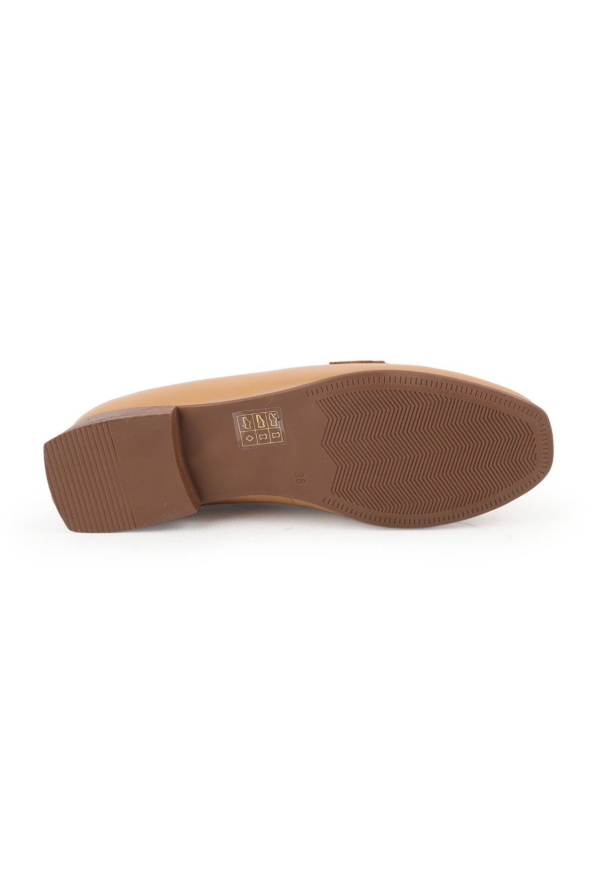 L031 Women's Tan Genuine Antique Leather Gold Buckle Flat Sole Classic Loafer Ballet Flats - MALLTURK