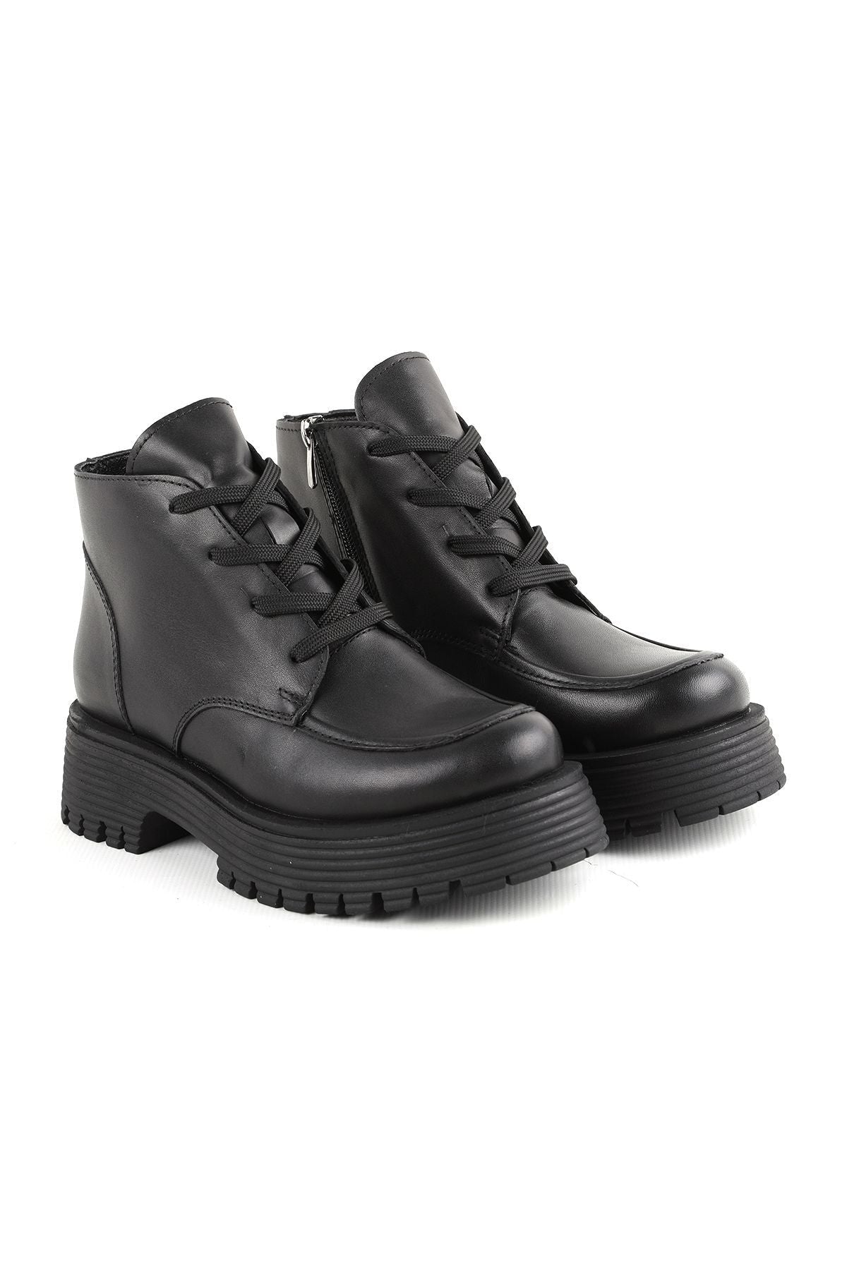 L04.372 Leather Women's Boots Black - MALLTURK