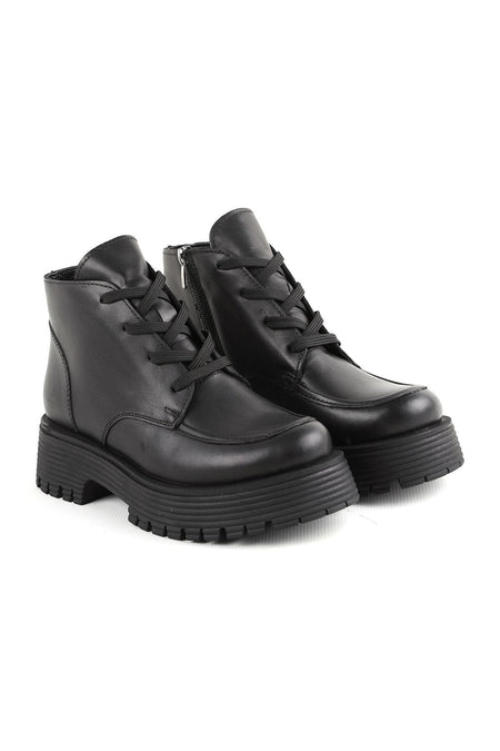 L04.372 Leather Women's Boots Black - MALLTURK