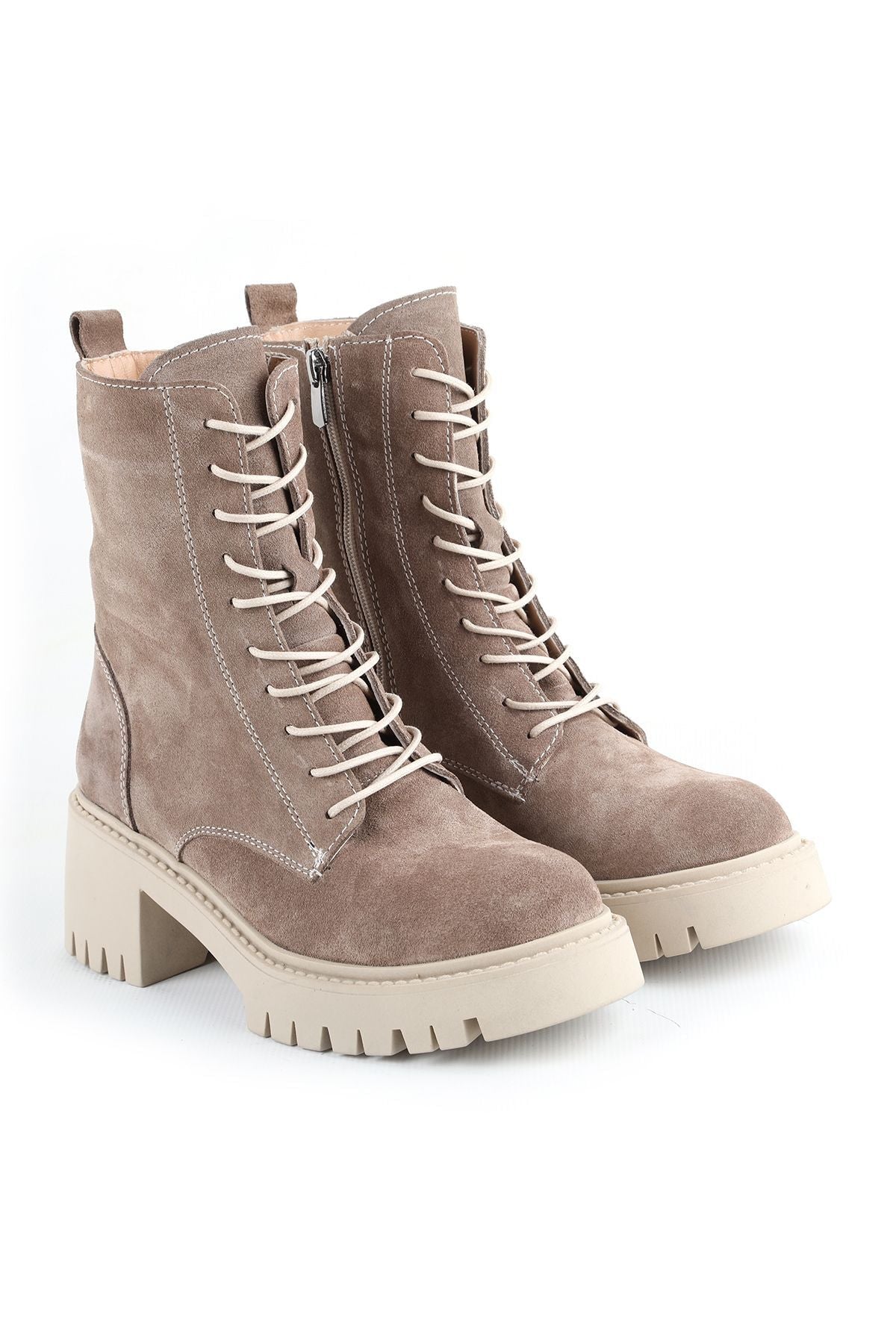L04.379 Suede Leather Women's Boots Mink - MALLTURK