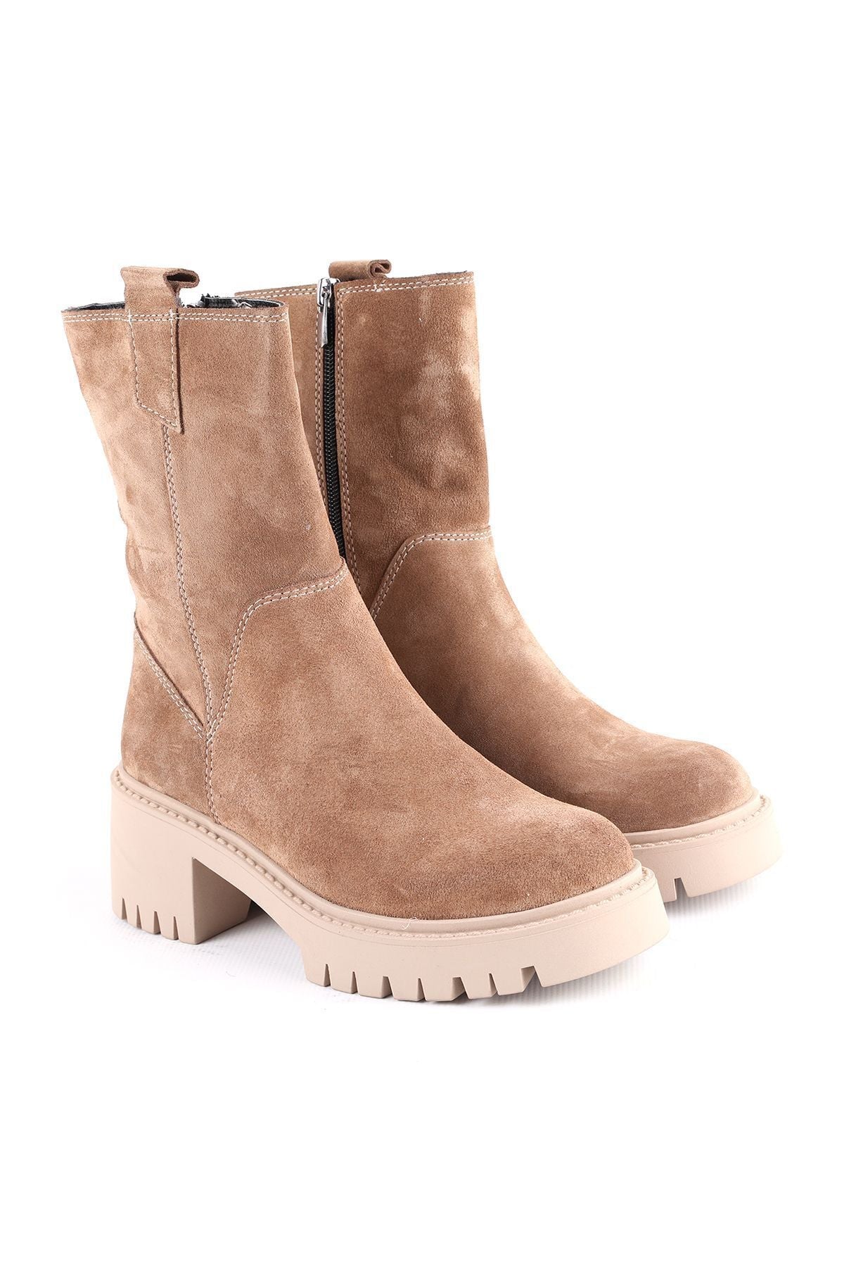 L04.380 Suede Leather Women's Boots Caramel - MALLTURK