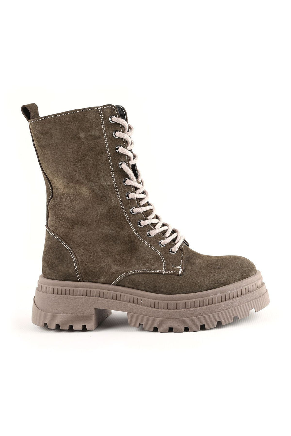 L04.381 Suede Leather Women's Boots Green - MALLTURK