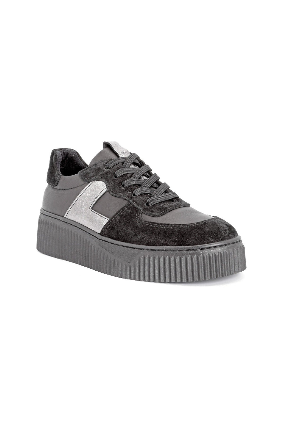 L04.465 Suede Leather Women's Sneakers Black - MALLTURK