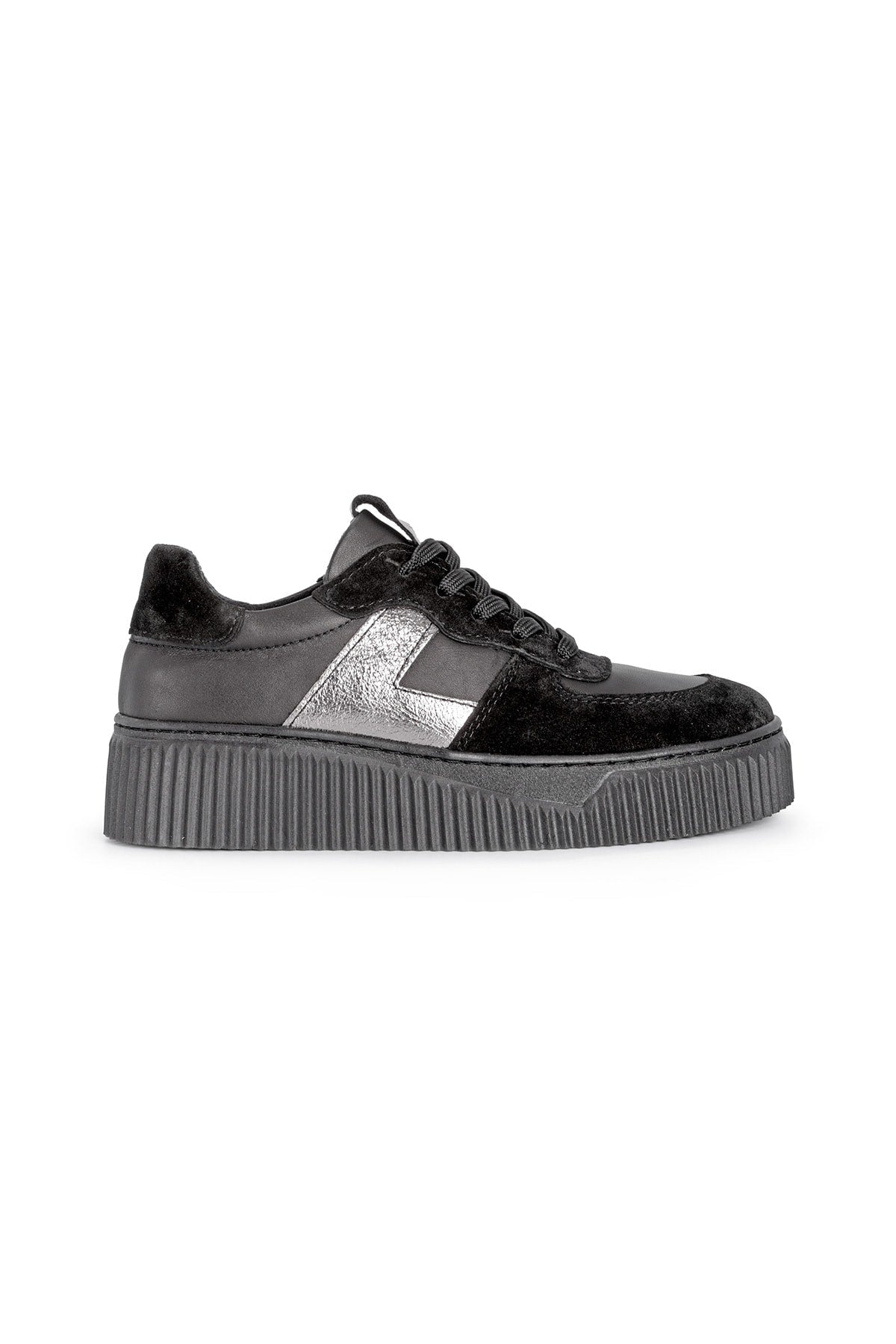 L04.465 Suede Leather Women's Sneakers Black - MALLTURK
