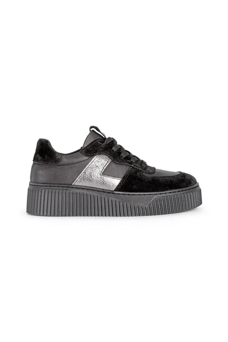 L04.465 Suede Leather Women's Sneakers Black - MALLTURK