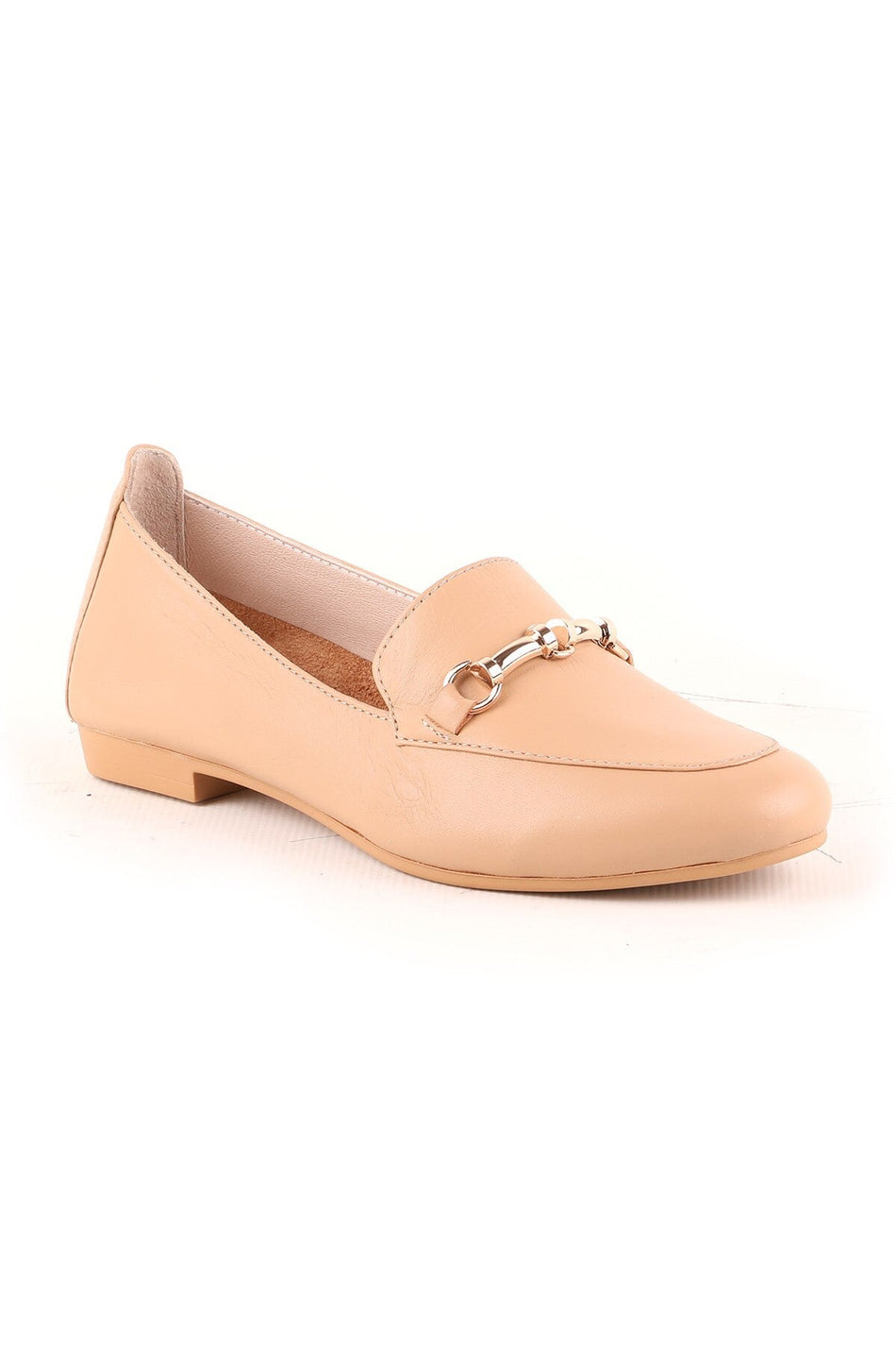 L04.707 Women's Genuine Leather Metal Buckle Soft Flat Sole Ballerina Loafers - MALLTURK