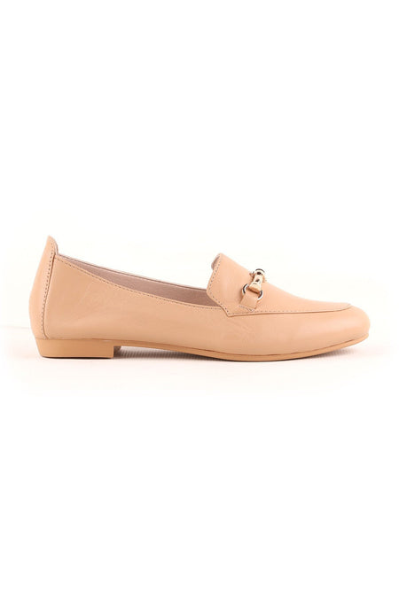 L04.707 Women's Genuine Leather Metal Buckle Soft Flat Sole Ballerina Loafers - MALLTURK