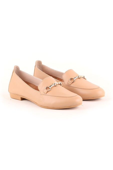 L04.707 Women's Genuine Leather Metal Buckle Soft Flat Sole Ballerina Loafers - MALLTURK