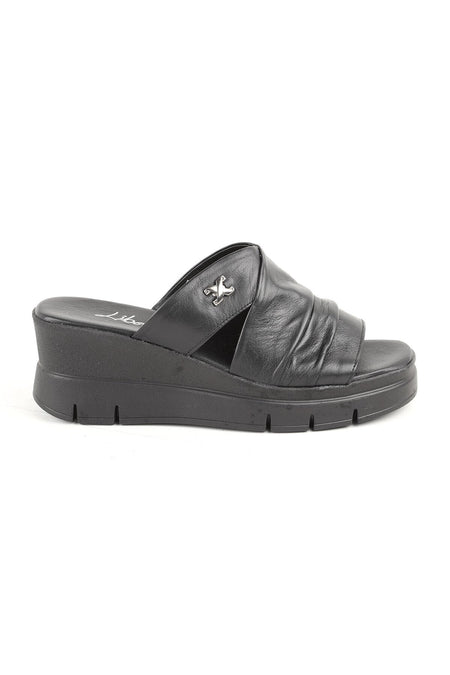 L060.284 Genuine Leather Comfortable Women's Slippers with Padded Heels - MALLTURK
