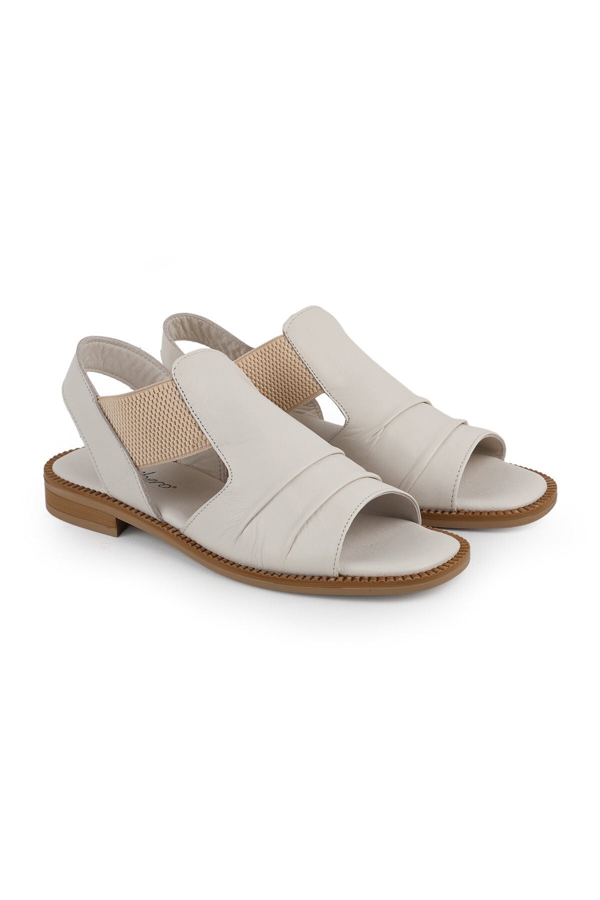 L060.445 Beige Genuine Leather Thermo Sole Comfortable Women's Sandals - MALLTURK