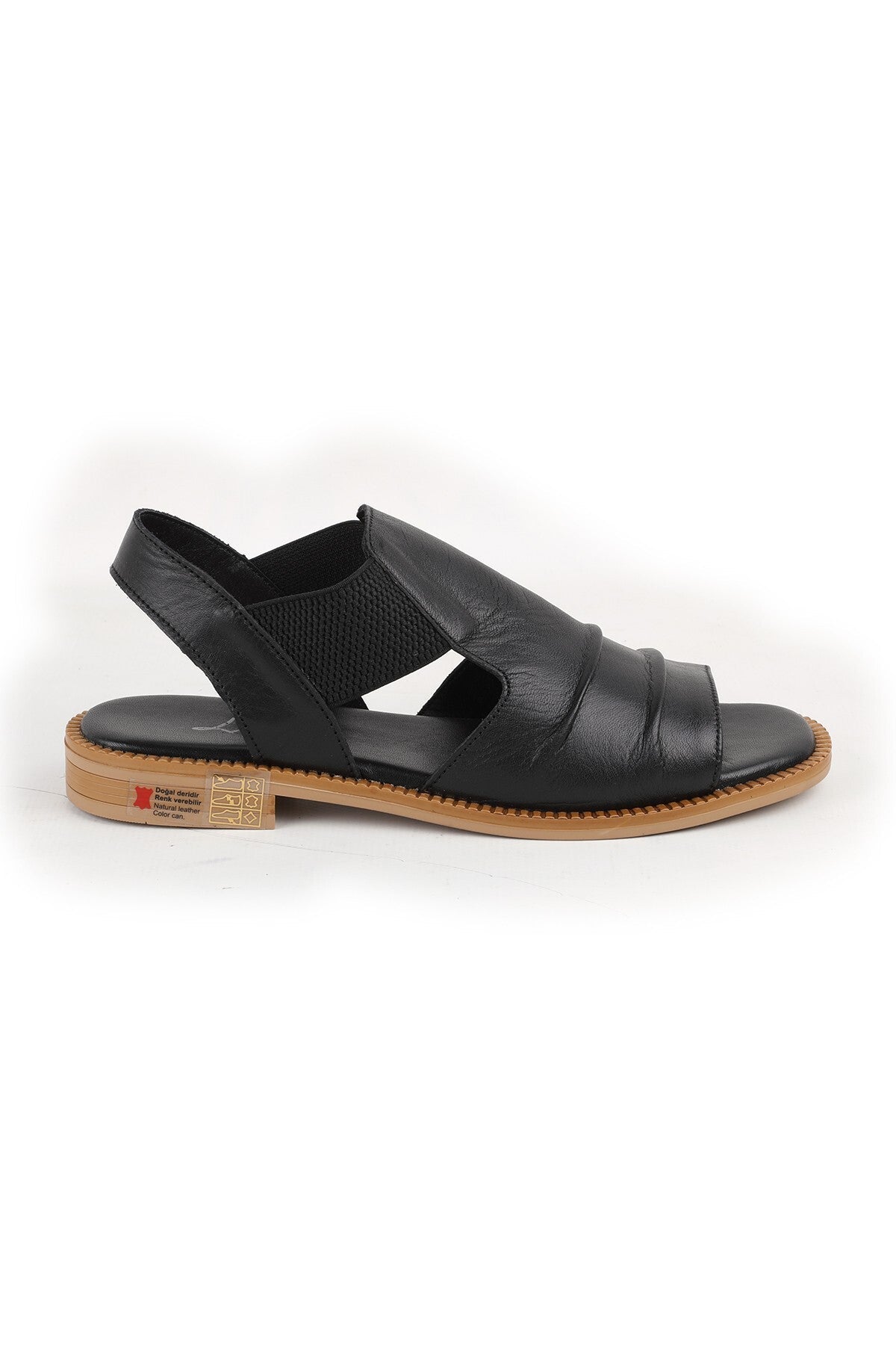 L060.445 Black Genuine Leather Thermo Sole Comfortable Women's Sandals - MALLTURK