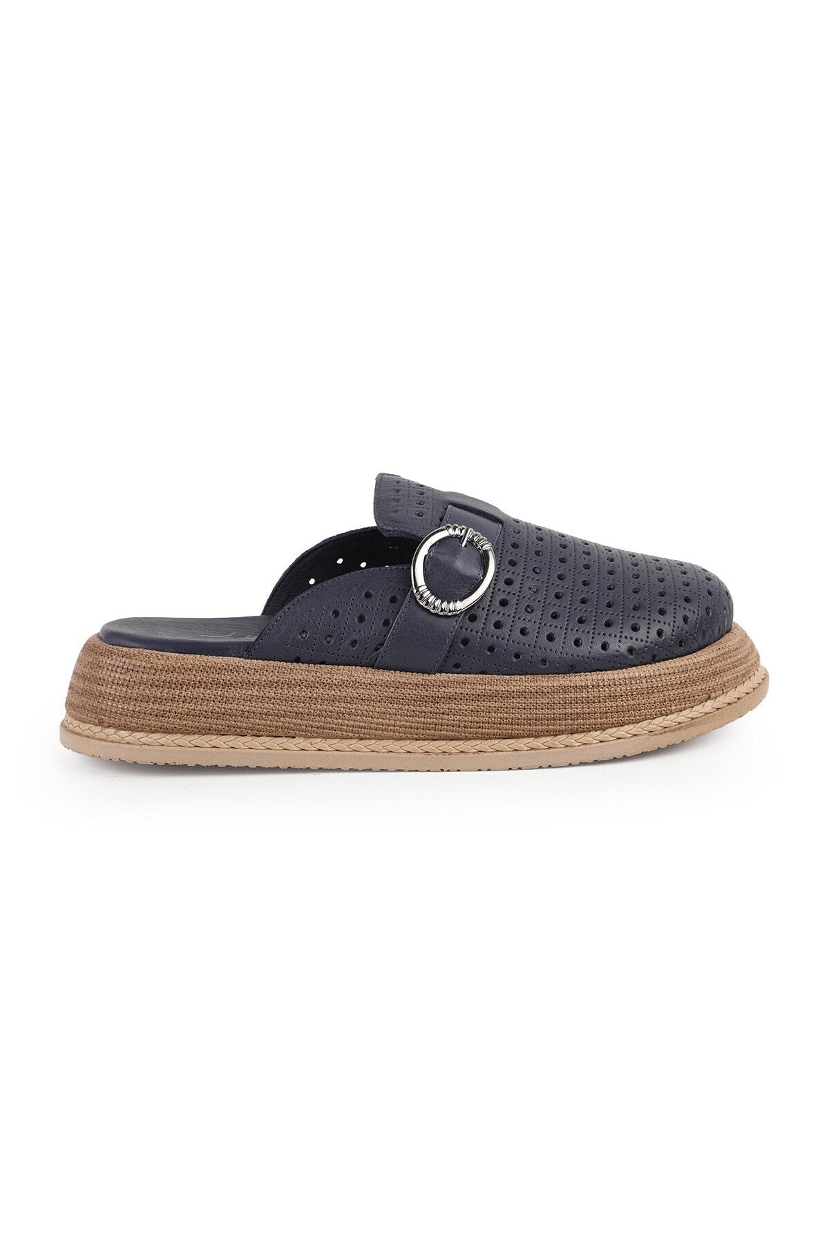 L060.650 Genuine Leather Buckle Poly Sole Comfortable Women's Sabo Slippers - MALLTURK