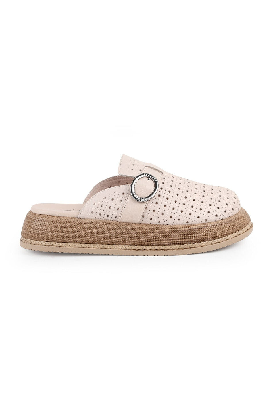 L060.650 Genuine Leather Buckle Poly Sole Comfortable Women's Sabo Slippers - MALLTURK