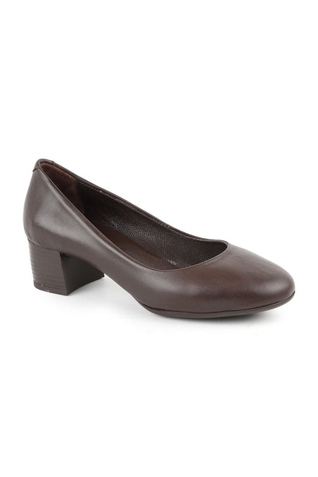 L061.535 Genuine Soft Napa Leather Flexible Round Toe Thick Heeled Women's Classic Shoes - MALLTURK