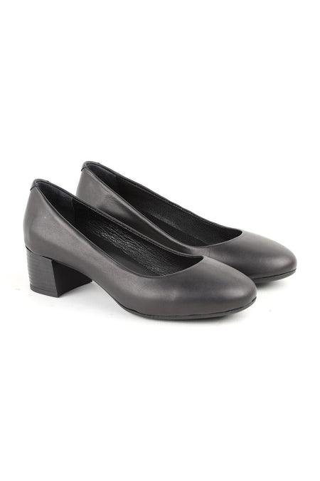 L061.535 Genuine Soft Napa Leather Flexible Round Toe Thick Heeled Women's Classic Shoes - MALLTURK
