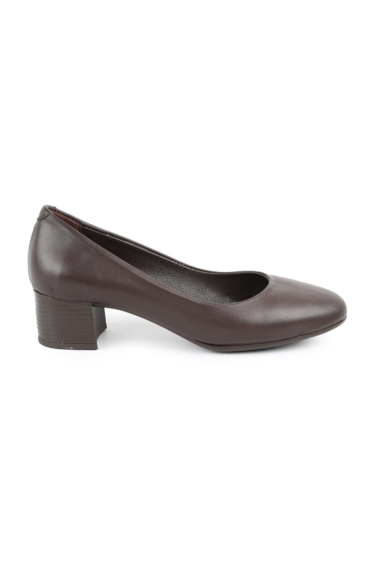 L061.535 Genuine Soft Napa Leather Flexible Round Toe Thick Heeled Women's Classic Shoes - MALLTURK