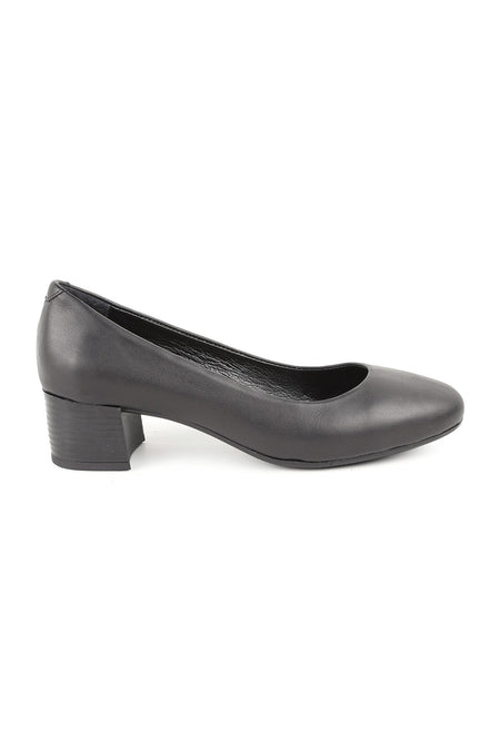 L061.535 Genuine Soft Napa Leather Flexible Round Toe Thick Heeled Women's Classic Shoes - MALLTURK