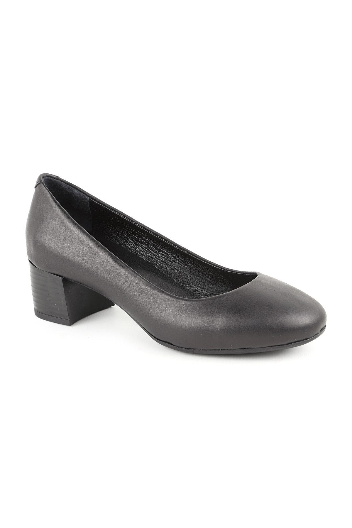 L061.535 Genuine Soft Napa Leather Flexible Round Toe Thick Heeled Women's Classic Shoes - MALLTURK