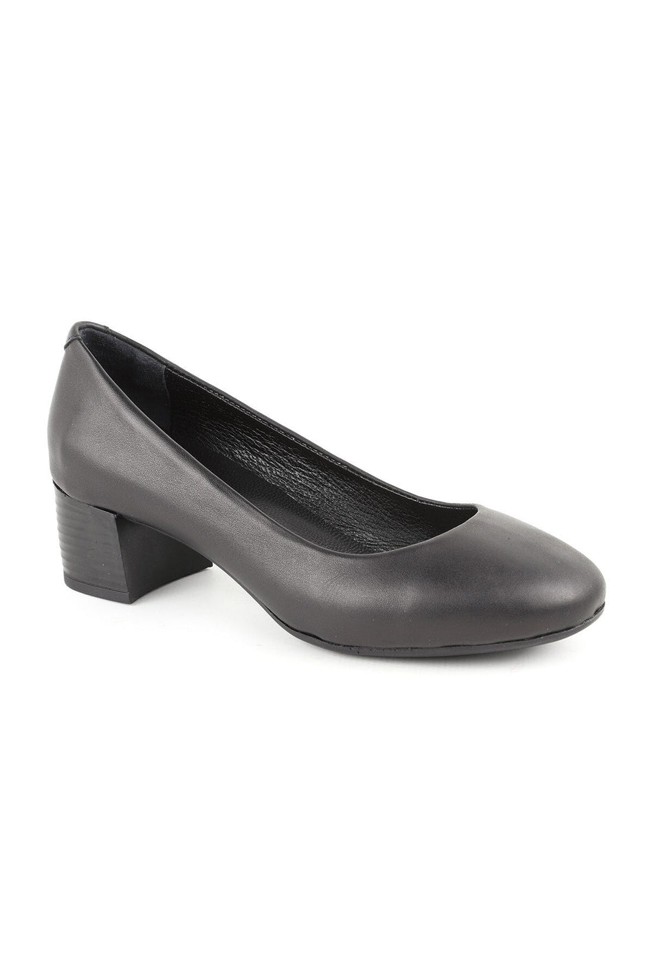 L061.535 Genuine Soft Napa Leather Flexible Round Toe Thick Heeled Women's Classic Shoes - MALLTURK