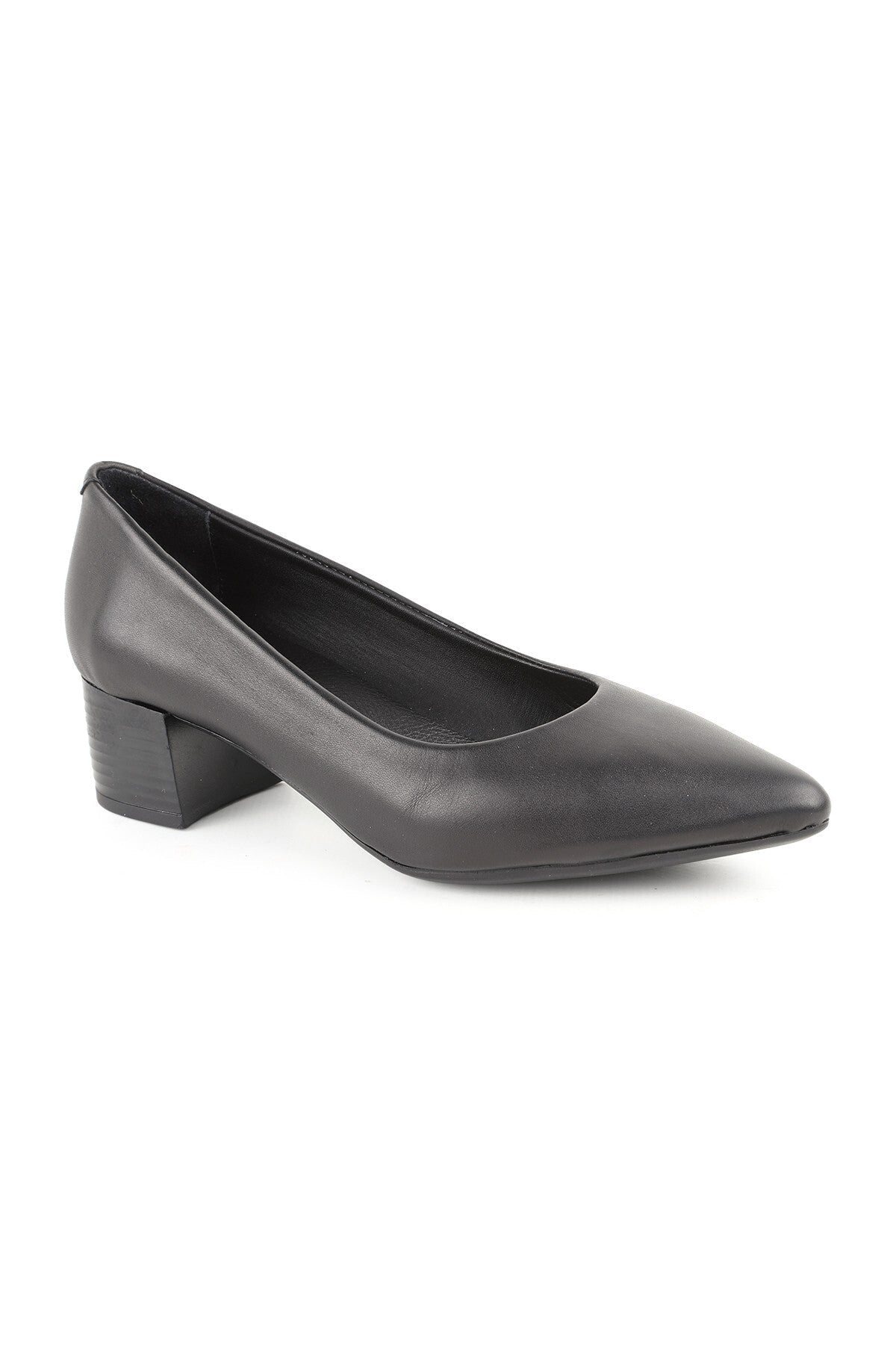 L061.540 Genuine Soft Napa Leather Flexible Rubber Sole Pointed Toe Thick Heeled Women's Classic - MALLTURK