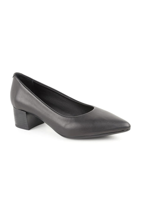 L061.540 Genuine Soft Napa Leather Flexible Rubber Sole Pointed Toe Thick Heeled Women's Classic - MALLTURK