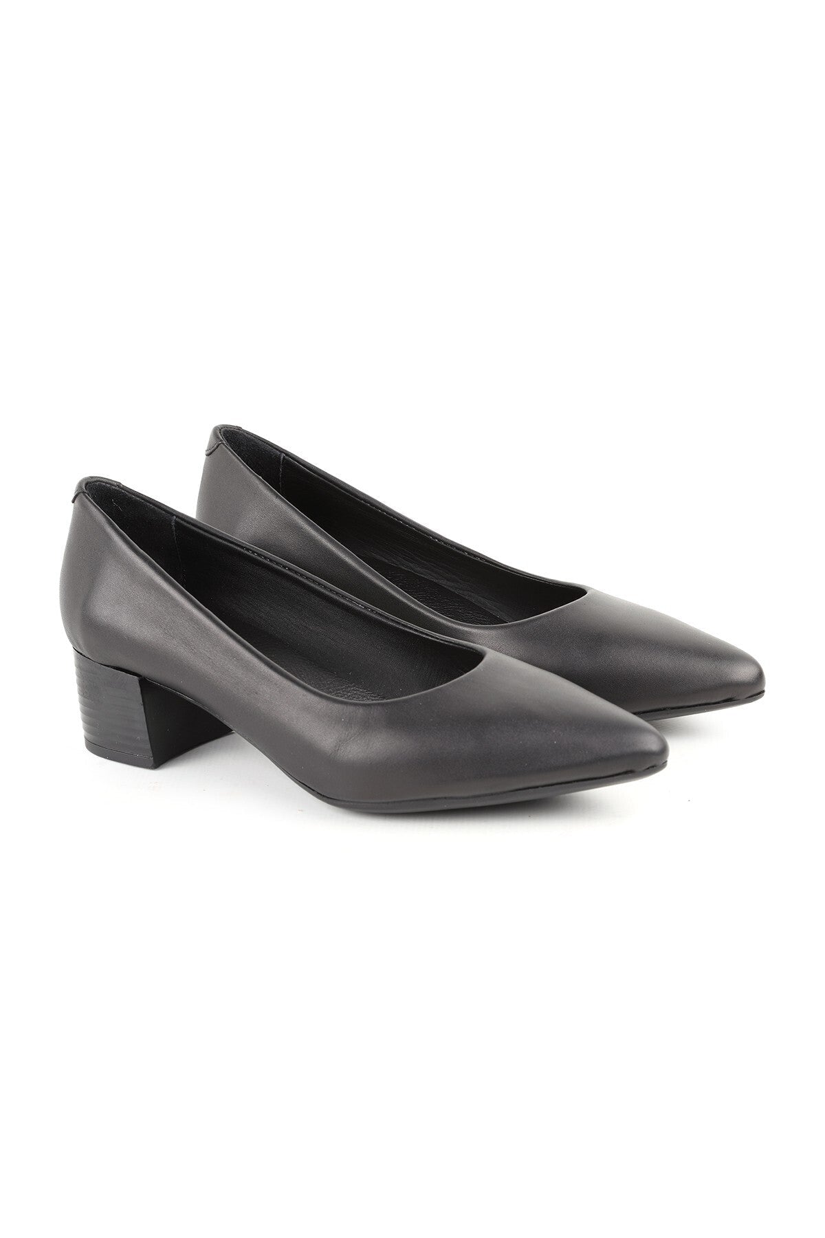 L061.540 Genuine Soft Napa Leather Flexible Rubber Sole Pointed Toe Thick Heeled Women's Classic - MALLTURK